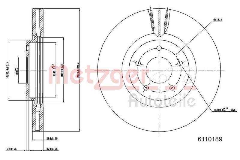 METZGER 6110189 Bremsscheibe Lack/Ks für NISSAN/RENAULT VA