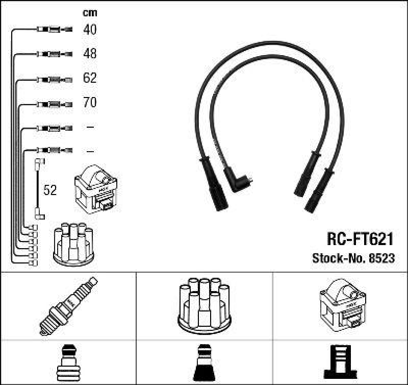 NGK 8523 Zündleitungssatz RC-FT621 |Zündkabel