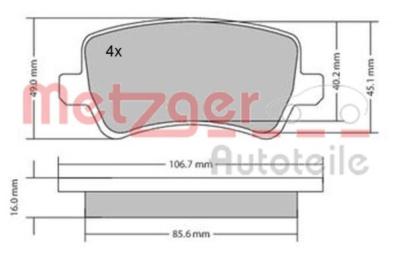 METZGER 1170056 Bremsbelagsatz, Scheibenbremse WVA 24 496