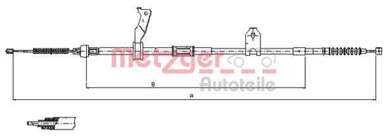 METZGER 17.1482 Seilzug, Feststellbremse für TOYOTA hinten links