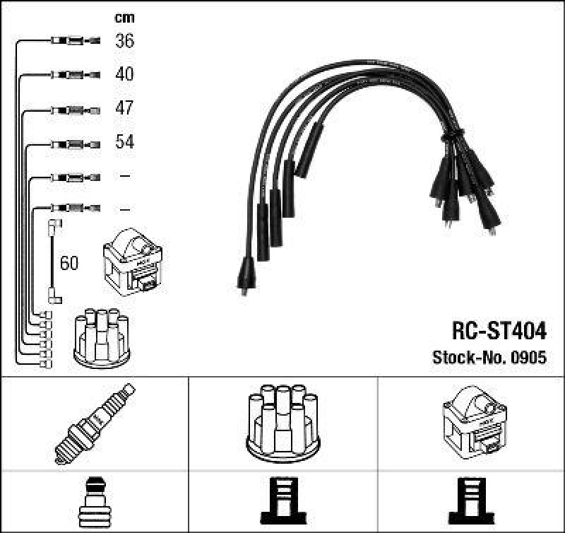 NGK 0905 Zündleitungssatz RC-ST404 |Zündkabel