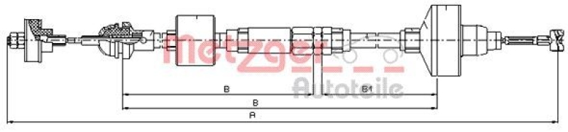 METZGER 10.3139 Seilzug, Kupplungsbetätigung für VW