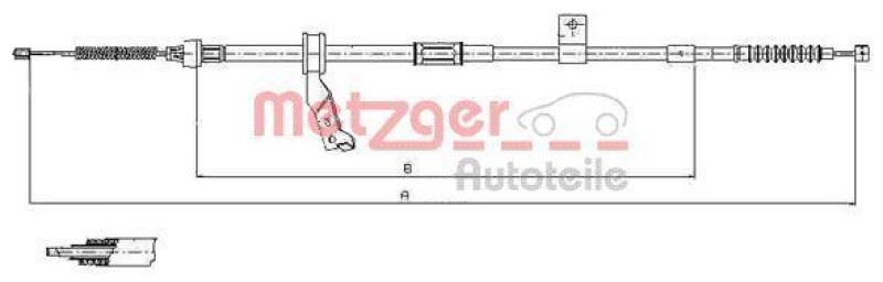 METZGER 17.1483 Seilzug, Feststellbremse für TOYOTA hinten rechts