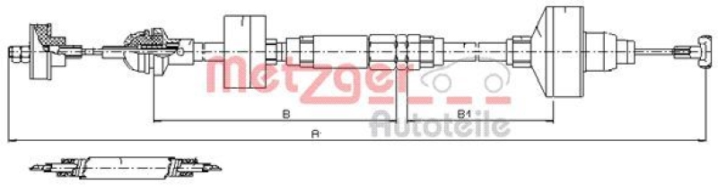 METZGER 10.3144 Seilzug, Kupplungsbetätigung für VW