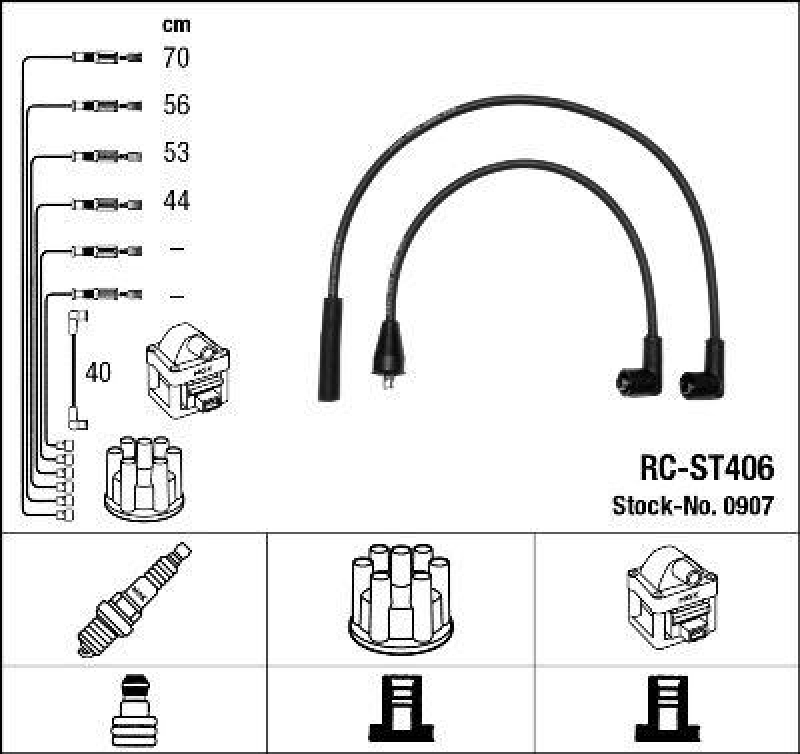 NGK 0907 Zündleitungssatz RC-ST406 |Zündkabel