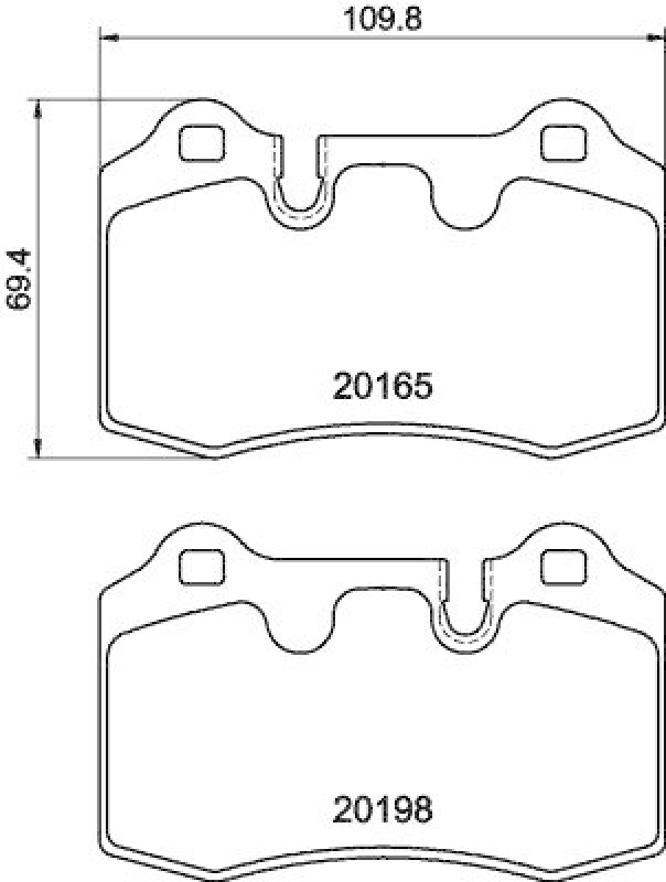 HELLA 8DB 355 015-881 Bremsbelagsatz, Scheibenbremsbelag für ASTON M.