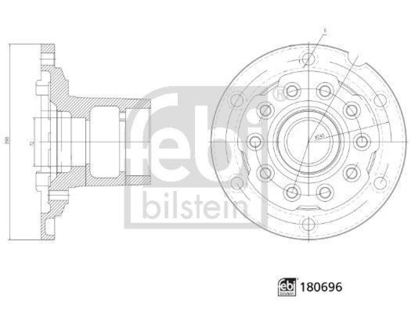 FEBI BILSTEIN 180696 Radnabe ohne Radlager für M A N