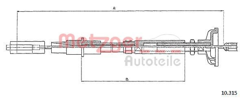 METZGER 10.315 Seilzug, Kupplungsbetätigung für VW