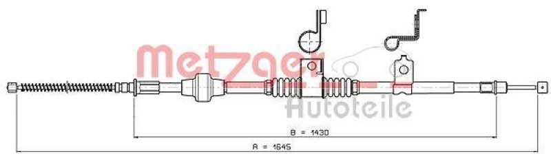 METZGER 17.2294 Seilzug, Feststellbremse f&uuml;r CITROEN/MITSUBISHI hinten links