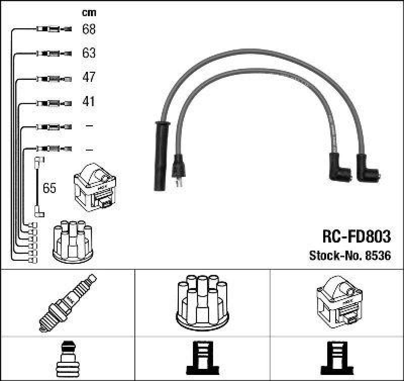 NGK 8536 Zündleitungssatz RC-FD803 |Zündkabel