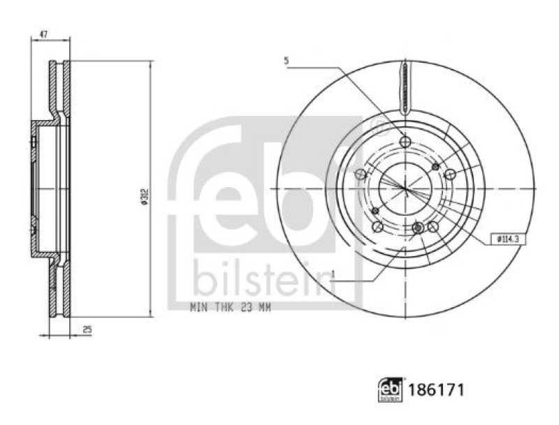 FEBI BILSTEIN 186171 Bremsscheibe für HONDA