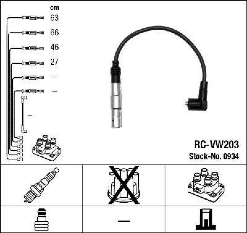 NGK 0934 Zündleitungssatz RC-VW203 |Zündkabel