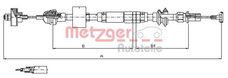 METZGER 10.3159 Seilzug, Kupplungsbetätigung für SEAT/VW MANUELLE NACHSTELLUNG