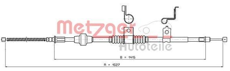 METZGER 17.2295 Seilzug, Feststellbremse für CITROEN/MITSUBISHI hinten rechts