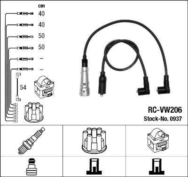 NGK 0937 Zündleitungssatz RC-VW206 |Zündkabel