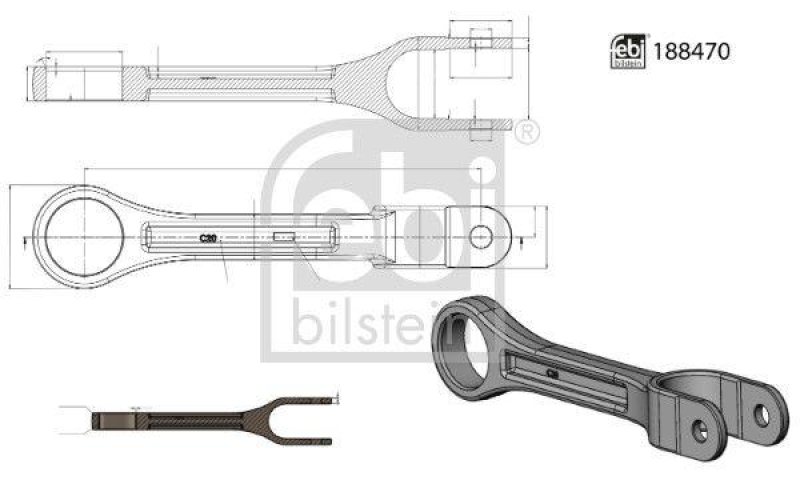 FEBI BILSTEIN 188470 Verbindungsstange mit Gummilager für Mercedes-Benz