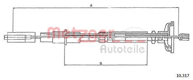 METZGER 10.317 Seilzug, Kupplungsbetätigung für VW