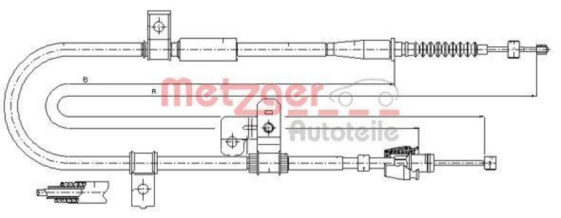 METZGER 17.2524 Seilzug, Feststellbremse für HYUNDAI hinten links