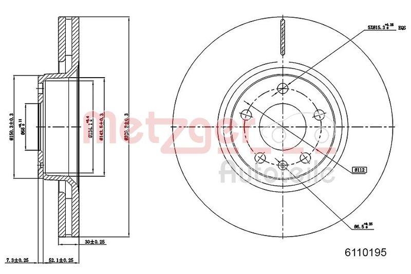 METZGER 6110195 Bremsscheibe Lack/Ks/Ms/Hc für AUDI VA