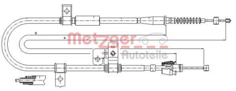 METZGER 17.2524 Seilzug, Feststellbremse f&uuml;r HYUNDAI hinten links