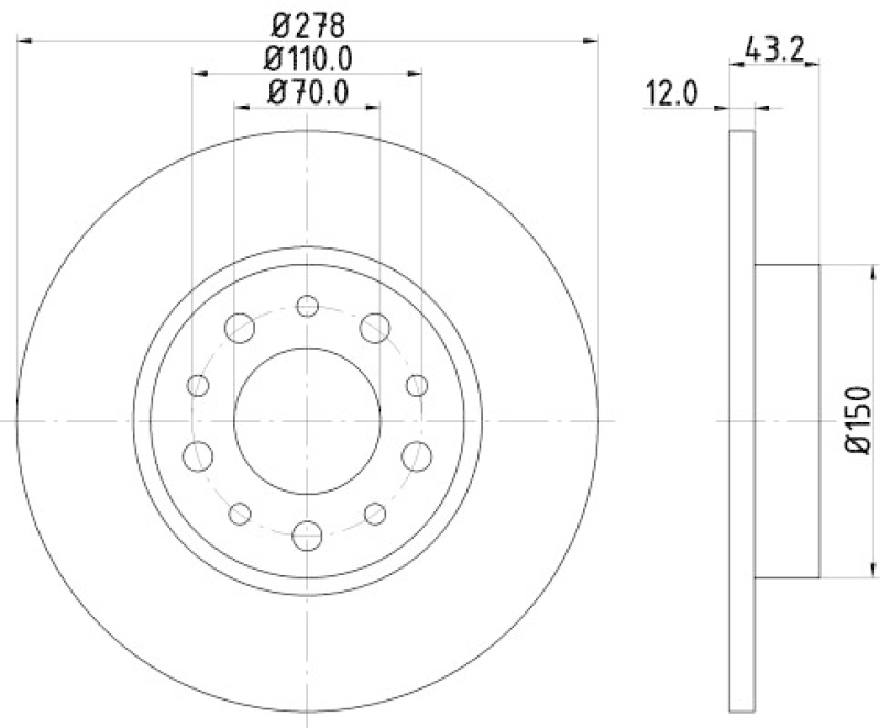 HELLA 8DD 355 112-541 Bremsscheibe 54452PRO