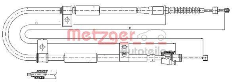 METZGER 17.2525 Seilzug, Feststellbremse für HYUNDAI hinten rechts