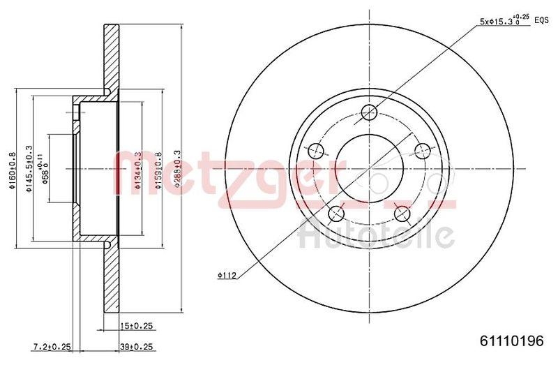 METZGER 6110196 Bremsscheibe Lack/Ks für AUDI VA