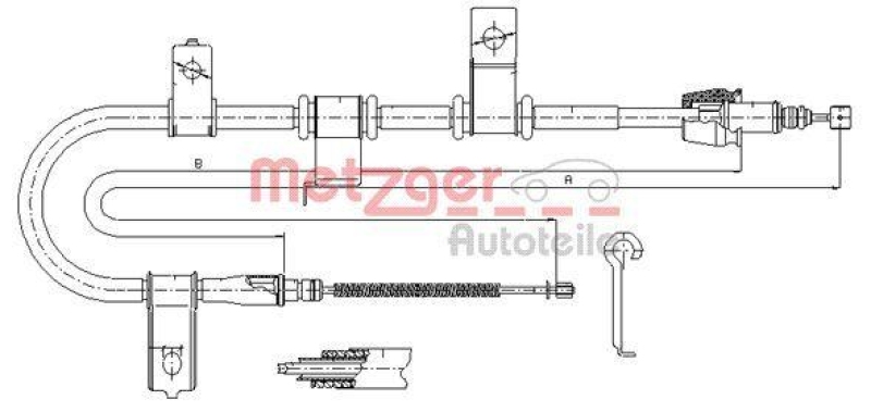 METZGER 17.2541 Seilzug, Feststellbremse für HYUNDAI hinten rechts