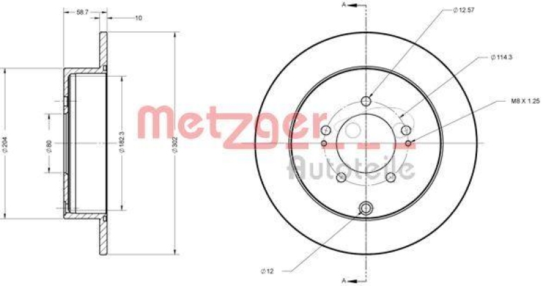 METZGER 6110197 Bremsscheibe Lack/Ks für CITROEN/MITSUBISHI/PEUGEOT HA