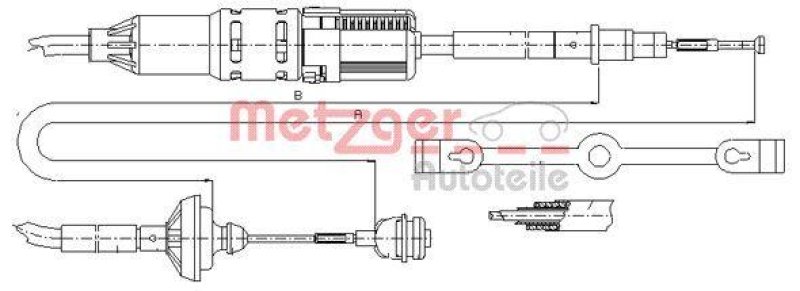 METZGER 10.3211 Seilzug, Kupplungsbetätigung für VW