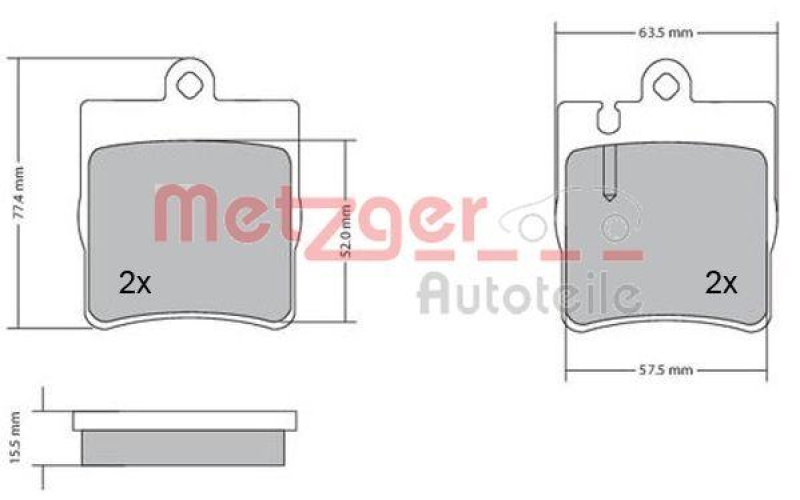 METZGER 1170064 Bremsbelagsatz, Scheibenbremse WVA 21 898