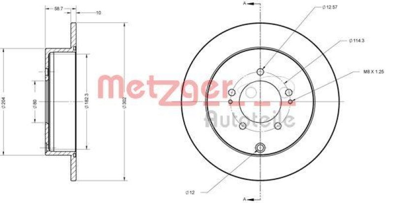 METZGER 6110197 Bremsscheibe Lack/Ks f&uuml;r CITROEN/MITSUBISHI/PEUGEOT HA