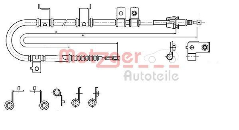 METZGER 17.2575 Seilzug, Feststellbremse für HYUNDAI hinten links