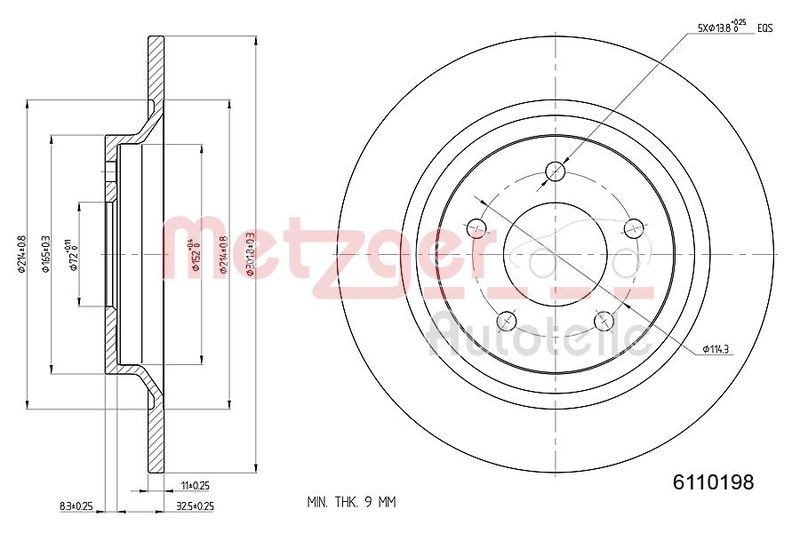 METZGER 6110198 Bremsscheibe Lack/Ks für MAZDA HA