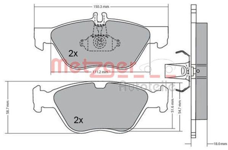 METZGER 1170065 Bremsbelagsatz, Scheibenbremse WVA 21 664