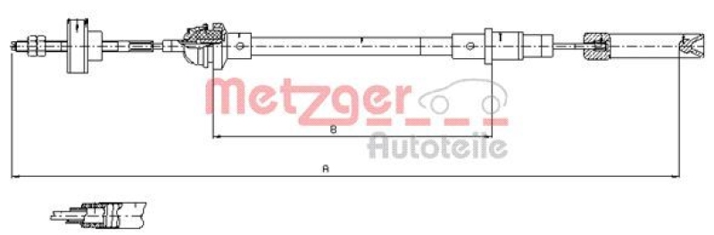 METZGER 10.338 Seilzug, Kupplungsbetätigung für VW