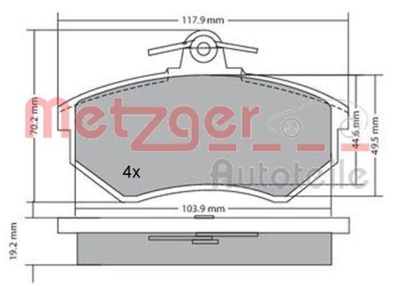 METZGER 1170066 Bremsbelagsatz, Scheibenbremse WVA 20 669