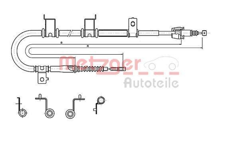 METZGER 17.2576 Seilzug, Feststellbremse für HYUNDAI hinten rechts