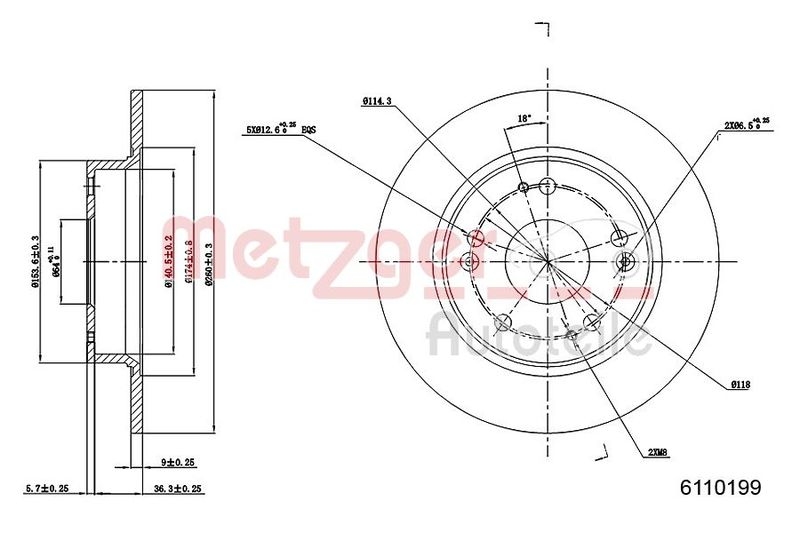 METZGER 6110199 Bremsscheibe Lack/Ks für HONDA HA