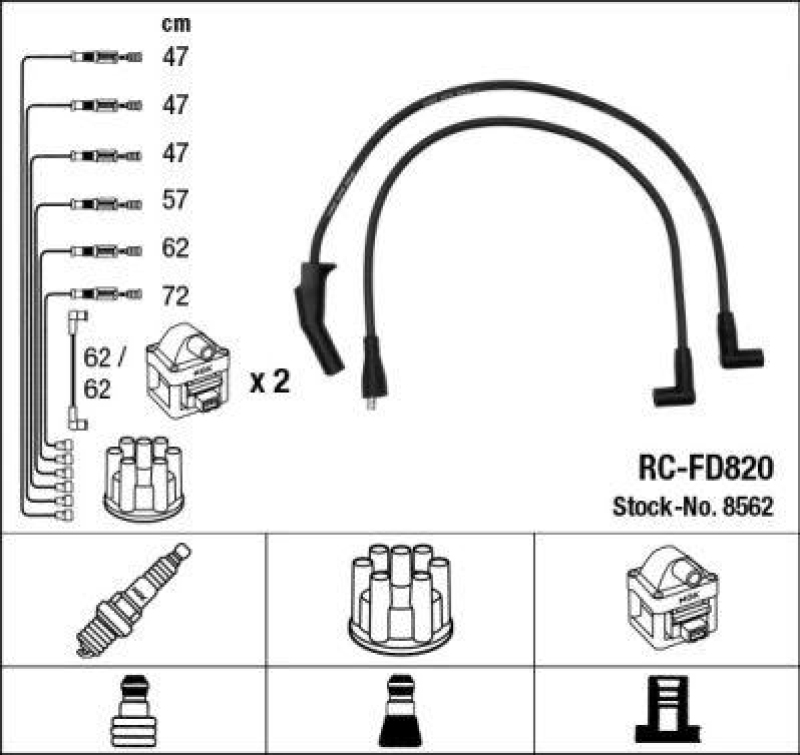 NGK 8562 Zündleitungssatz RC-FD820 |Zündkabel