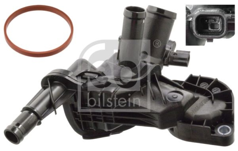 FEBI BILSTEIN 104791 Thermostat mit Gehäuse, Dichtung und Temperaturschalter für Renault