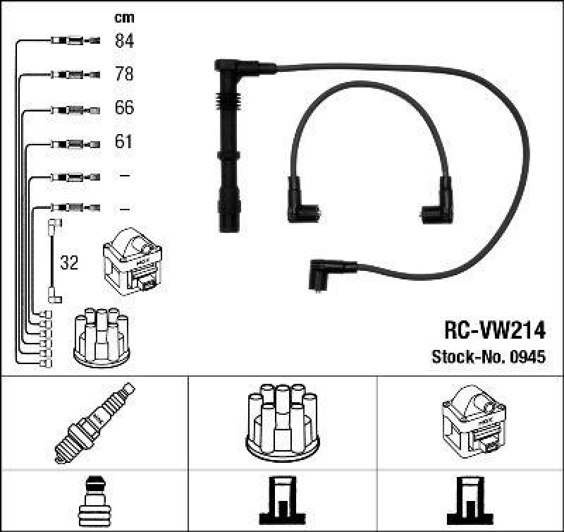 NGK 0945 Zündleitungssatz RC-VW214 |Zündkabel