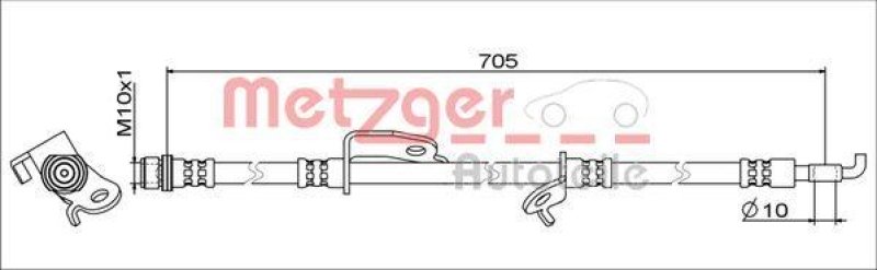 METZGER 4111012 Bremsschlauch für LEXUS/TOYOTA VA rechts