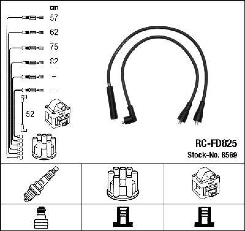 NGK 8569 Zündleitungssatz RC-FD825 |Zündkabel