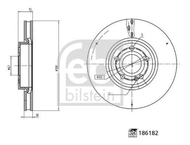 FEBI BILSTEIN 186182 Bremsscheibe für Mercedes-Benz