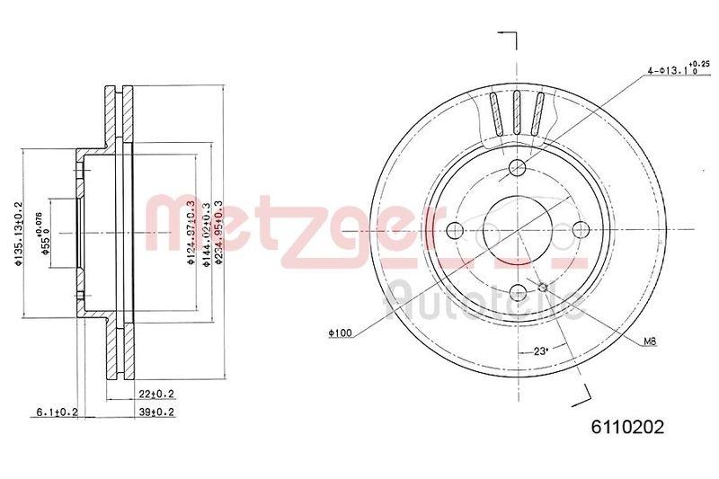 METZGER 6110202 Bremsscheibe Lack/Ks für MAZDA VA