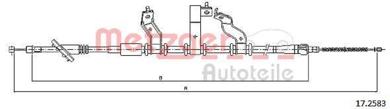 METZGER 17.2583 Seilzug, Feststellbremse für HYUNDAI hinten links