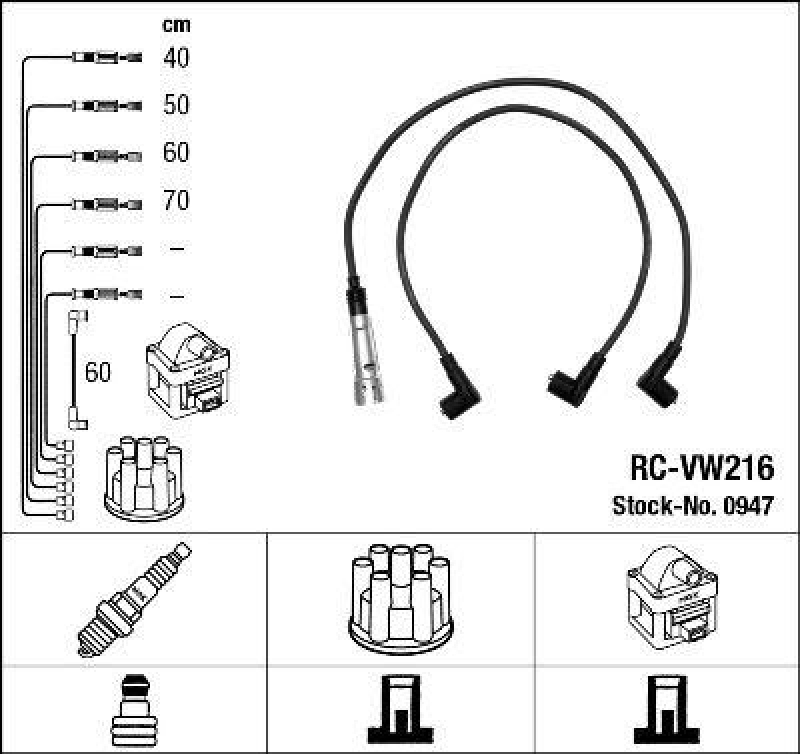 NGK 0947 Zündleitungssatz RC-VW216 |Zündkabel