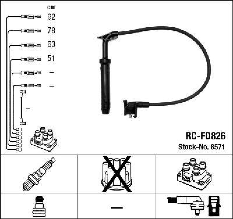 NGK 8571 Zündleitungssatz RC-FD826 |Zündkabel