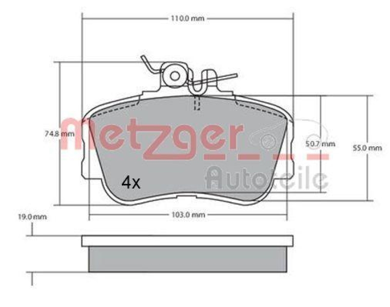 METZGER 1170069 Bremsbelagsatz, Scheibenbremse WVA 21 439